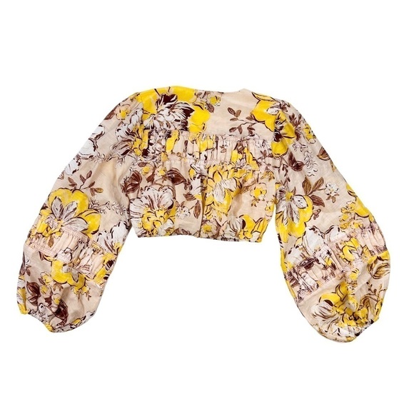 NWOT Significant Other top linen yellow flower crop blouse shirt Aisha Revolve 4 - Picture 13 of 15